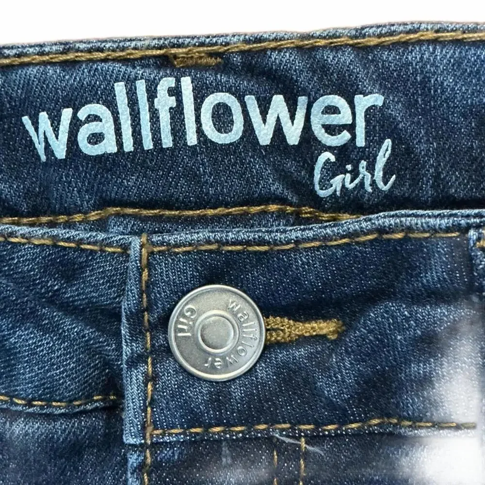 Wallflower Girl  Dark Blue Denim Maxi Skirt Distressed Size 8 NWT - Picture 4 of 8